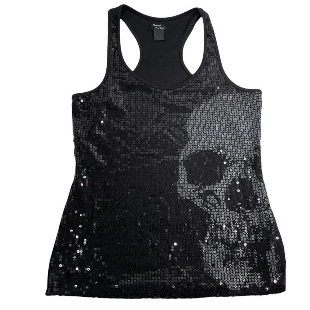 Teenage Runway Size Small Skull Sequin Front Black Tank Top Razor Back